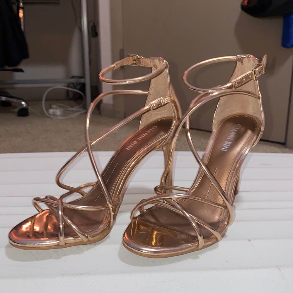 Rose Gold Gianni Bini Strappy Heels